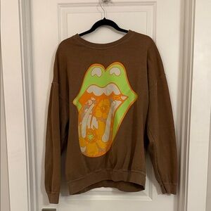 The Rolling Stones Brown Crewneck Sweater with Graphic